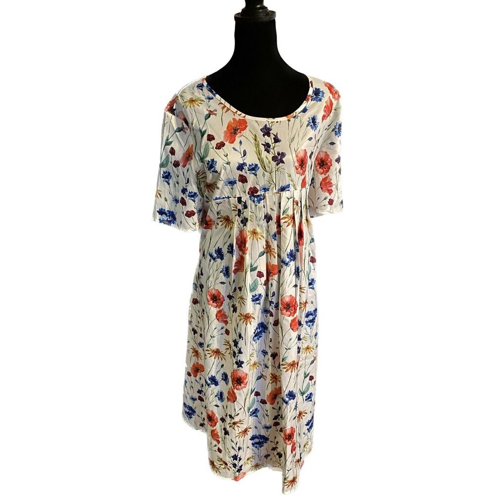 NORACORA XL‎ Floral pullover short sleeved dress polyester NEW festival cottage